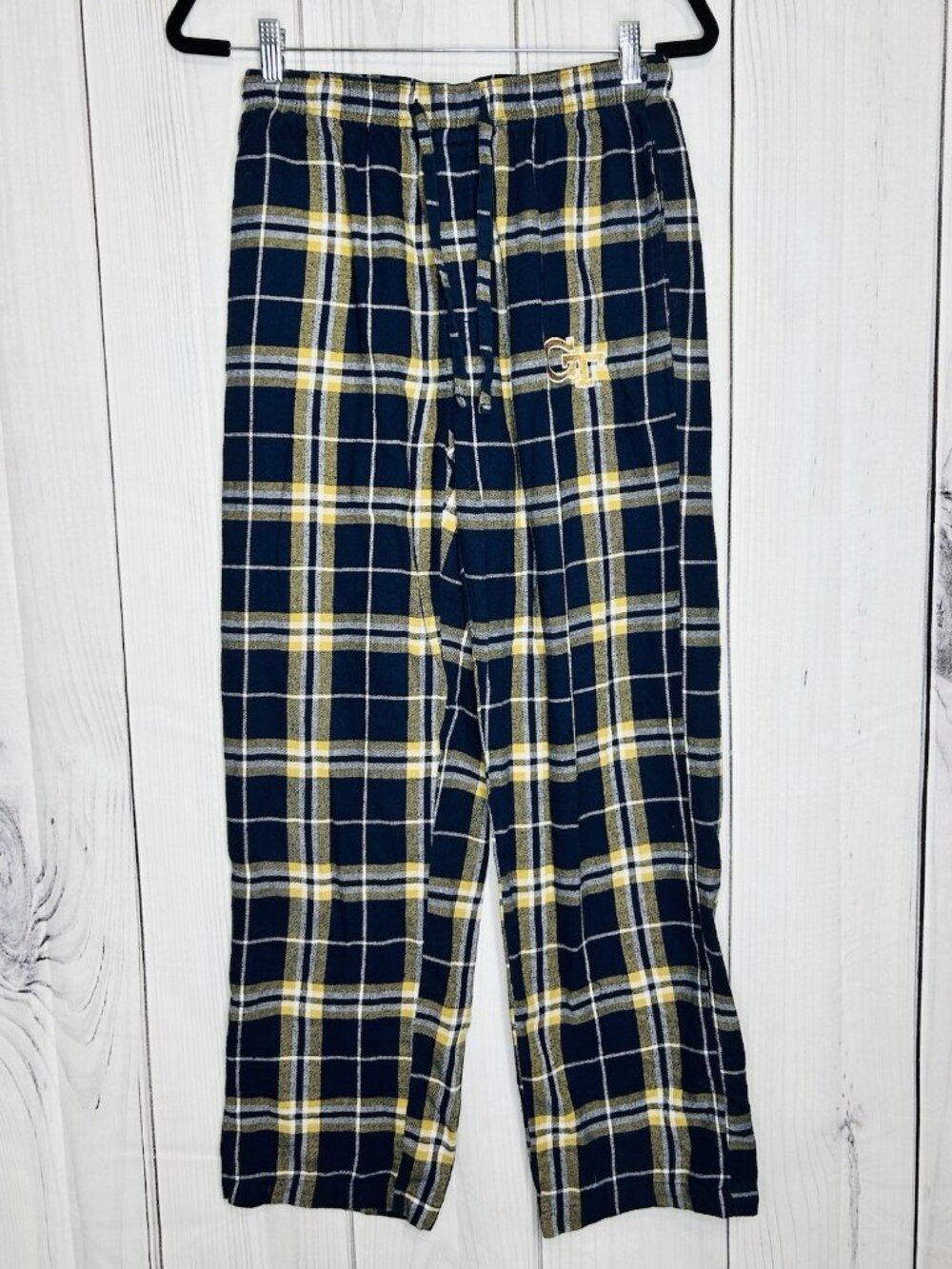Concepts Sports Georgia Tech Flannel Pajama Lounge Pants Sz S Navy Gold Plaid